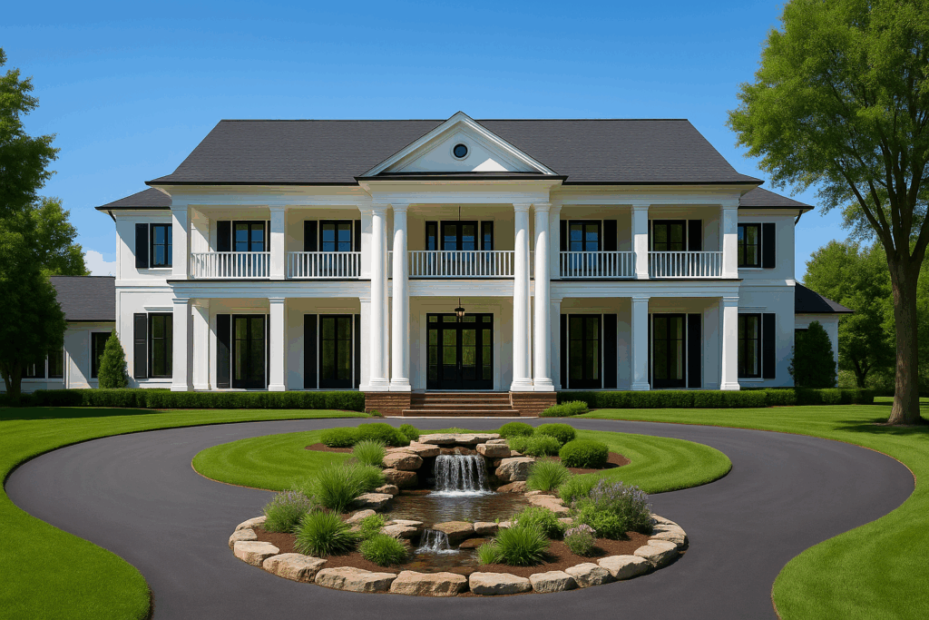 Custom home by ConstructionX in Northumberland with circular driveway and colonial design