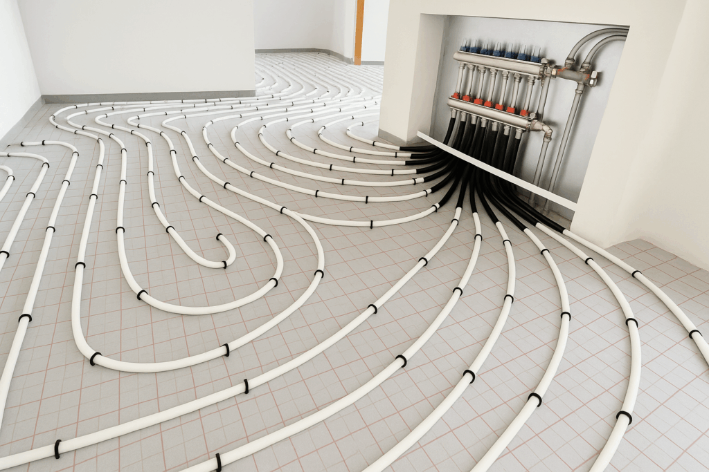 Radiant floor heating installation in Banff by ConstructionX – Custom Home Builders in Banff