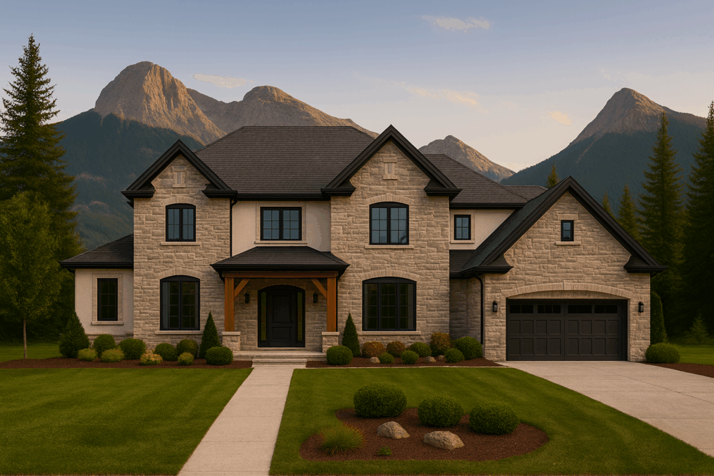 Stone estate home in Canmore built by Custom Home Builders in Canmore