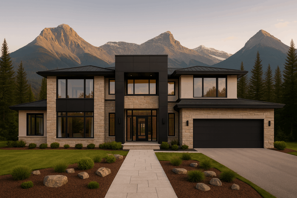 Modern luxury home in Canmore with mountain views, built by Custom Home Builders in Canmore