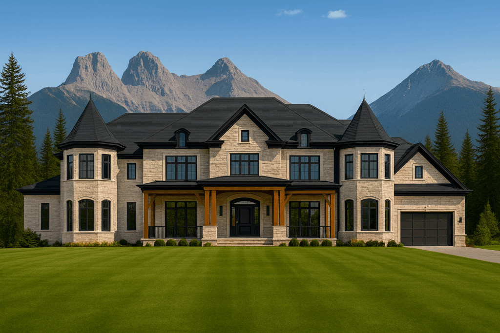 Luxury estate home in Canmore with mountain views, designed by Custom Home Builders in Canmore