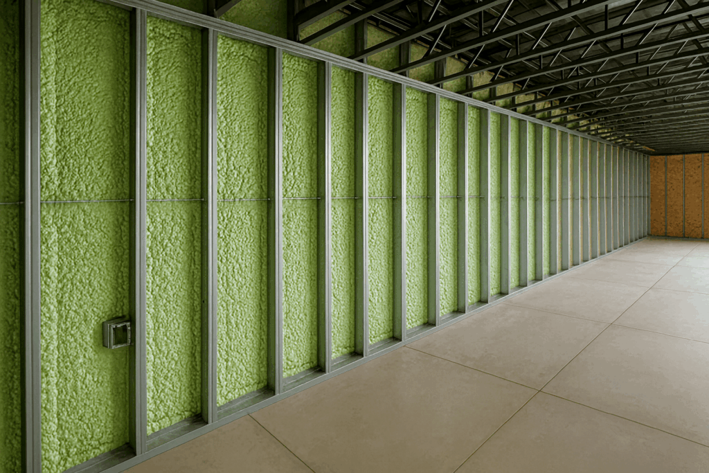 Spray foam insulation with steel framing — ConstructionX Custom Home Builders in Bragg Creek