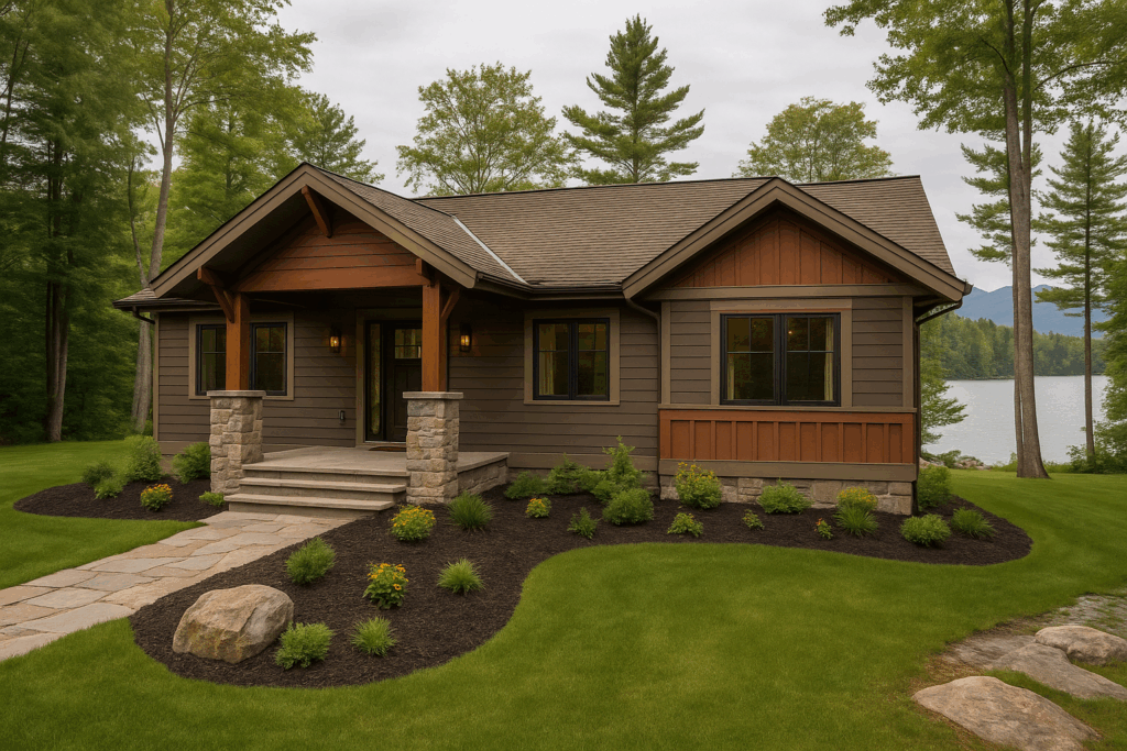 Ontario lakeside cabin with craftsman architecture — Custom Home Builders in Ontario