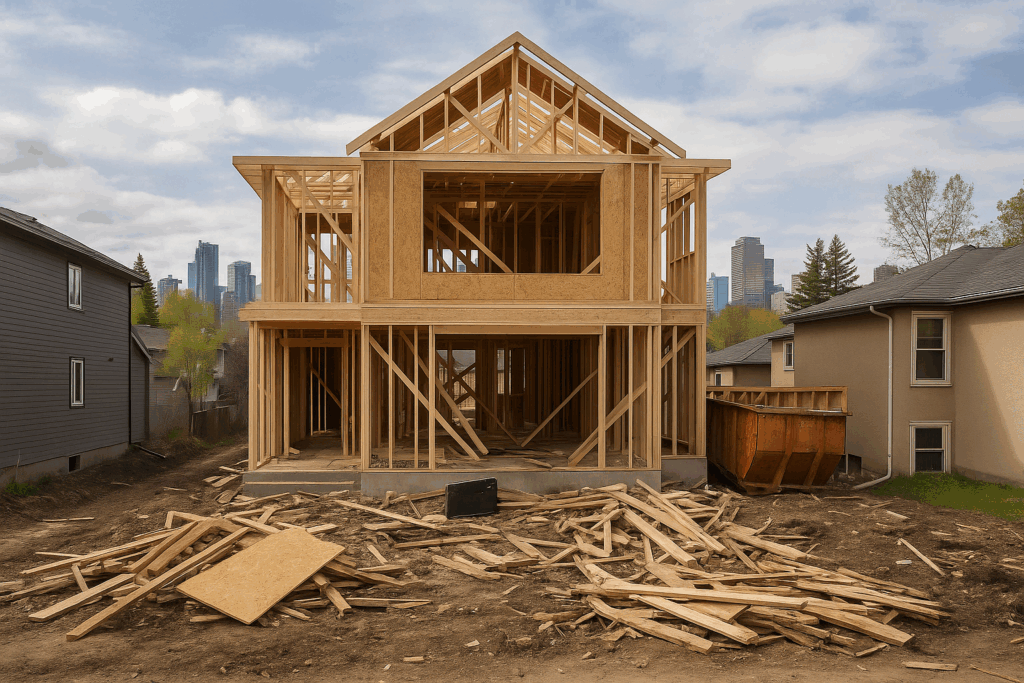 Abandoned home framing in Alberta — Custom Home Builders in Alberta