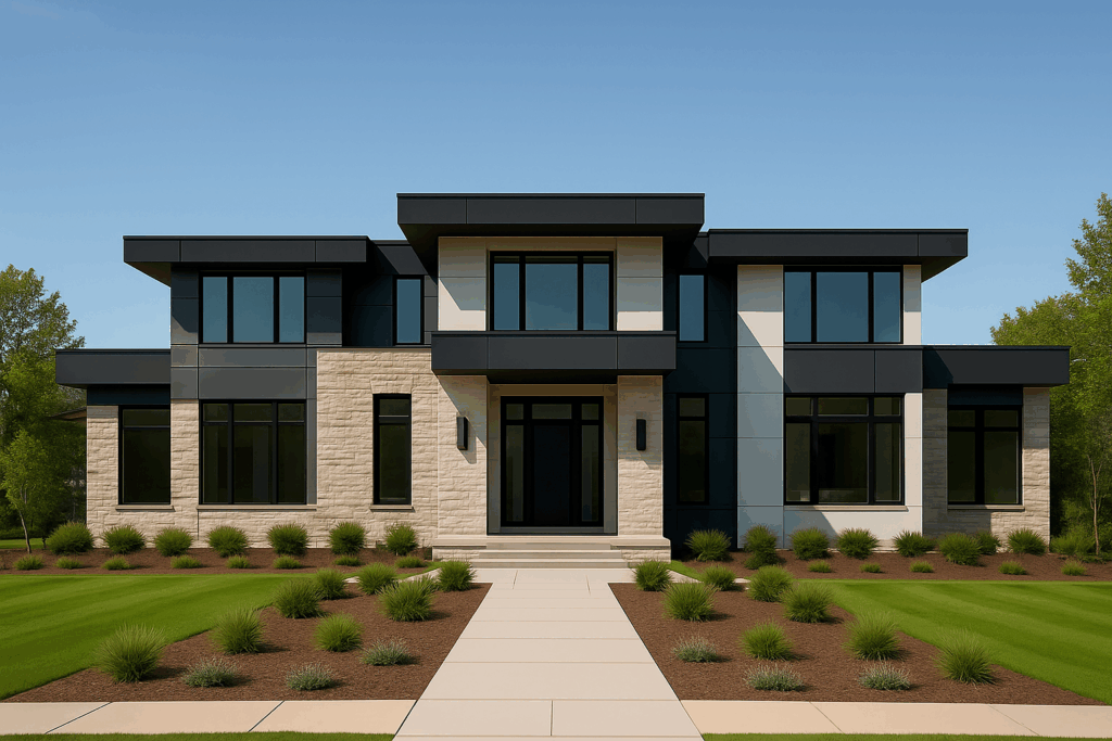 Contemporary stone and ACM panel residence by ConstructionX — Custom Home Builders in Windermere