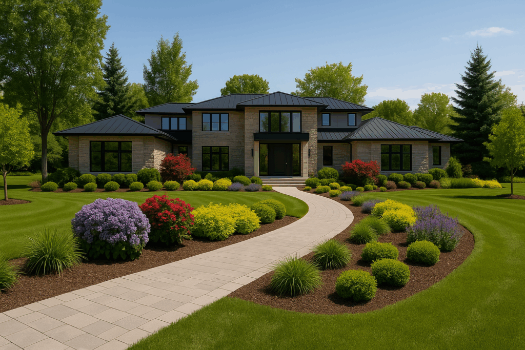 Professionally landscaped luxury yard by ConstructionX — Custom Home Builders in Windermere