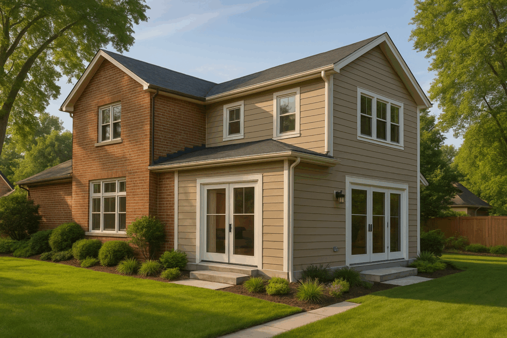 ConstructionX finished home addition on a classic Canadian home — seamless but clearly identifiable new wing — custom home builders in Ontario & custom home builders in Alberta